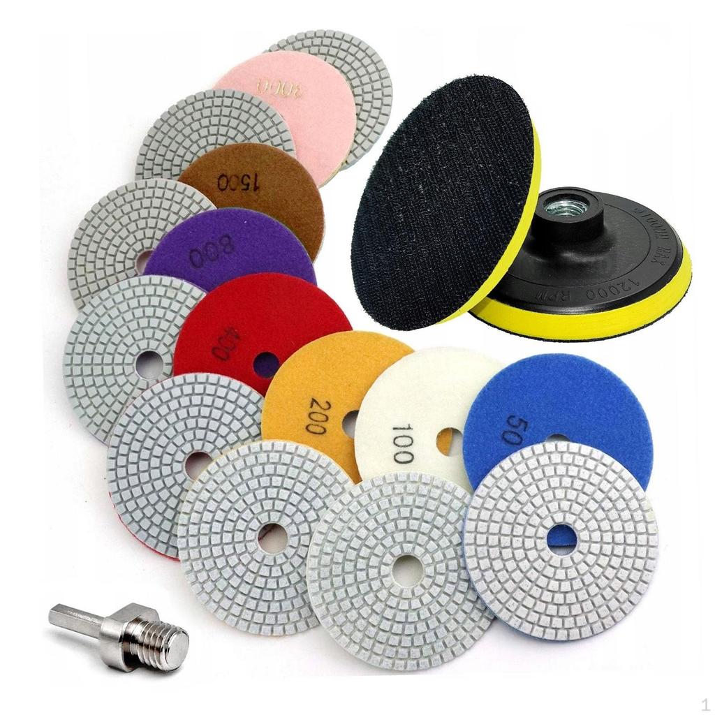 8 Pieces Diamond Polishing Pads Kit Grinding Discs Set 50-6000 Grit Pad for Countertop