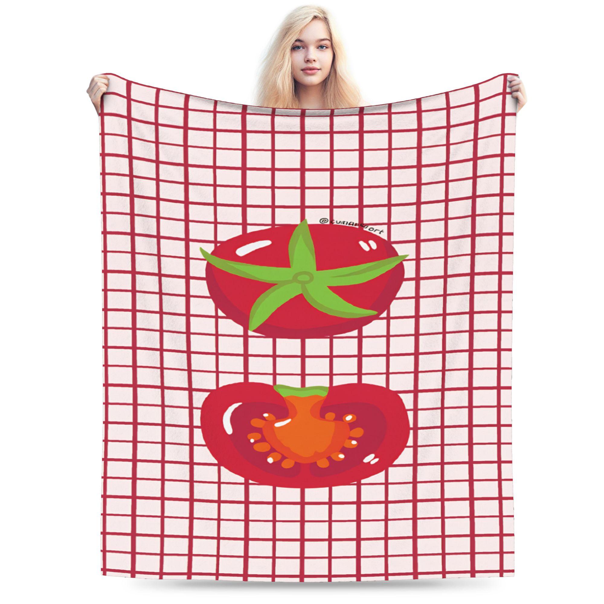 Happy Adults Toys Unisex Red Tomato - Background Blanket Spring Warm Cozy Throw Blanket For Girls Bedroom Flannel Bedspread Bed Cover