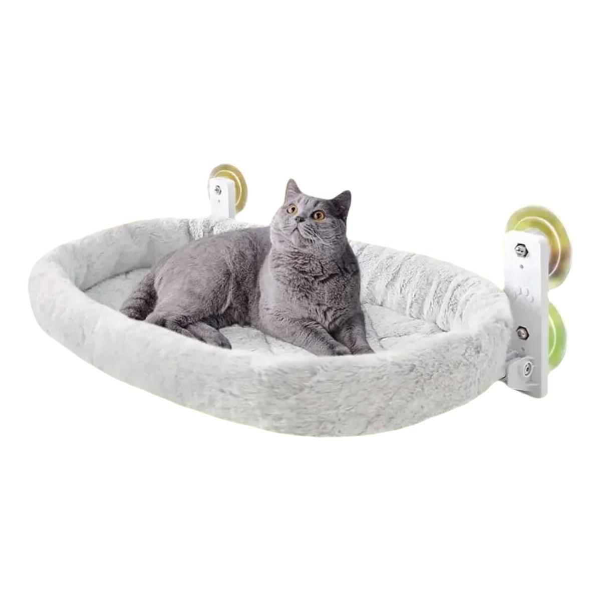 

OUZEY Cat Hammock Portable Detachable Hanging Cat Bed Comfortable Sleeping Pet Sunroom Seat Soft Warm Cat Climbing Frame L30x52cm серый
