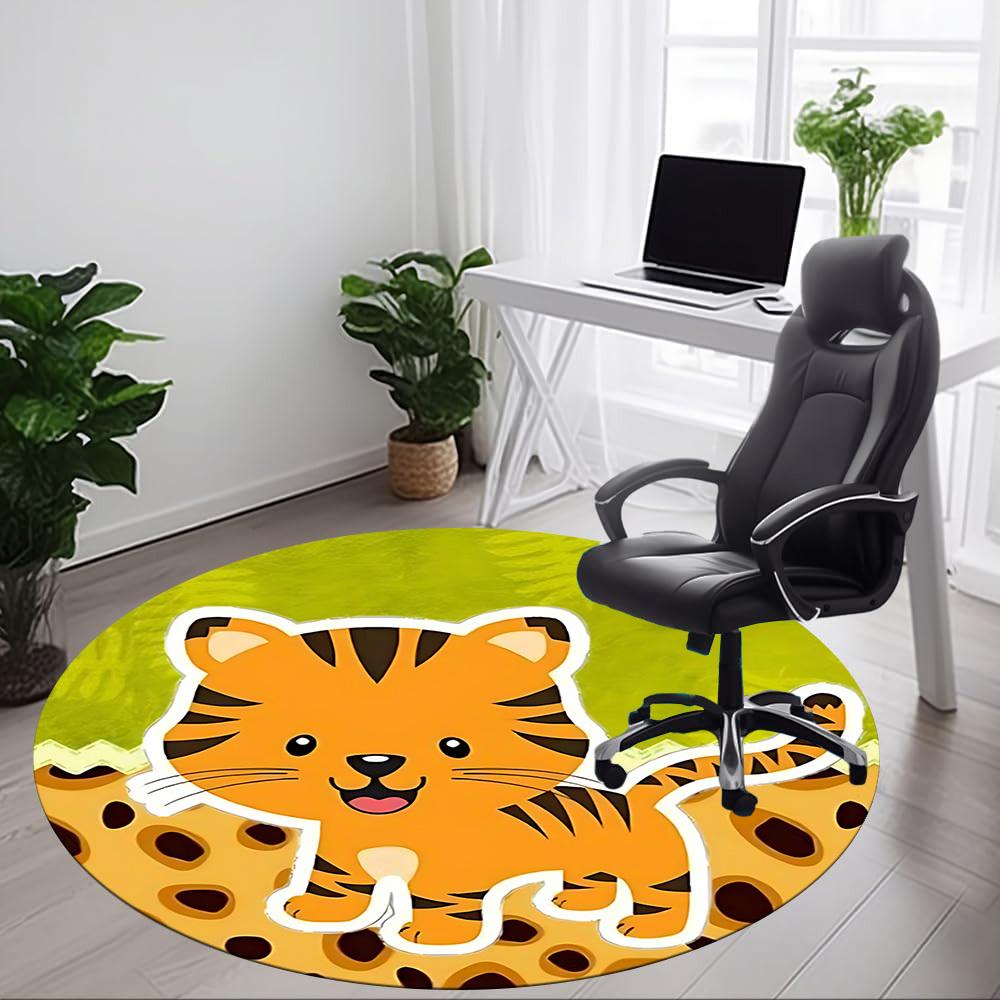 1pc Tiger Print Chair Carpet for Office, Soft Comfortable Mat For Office, Living Room, Bedroom, Machine Washable Carpet Yy251112005