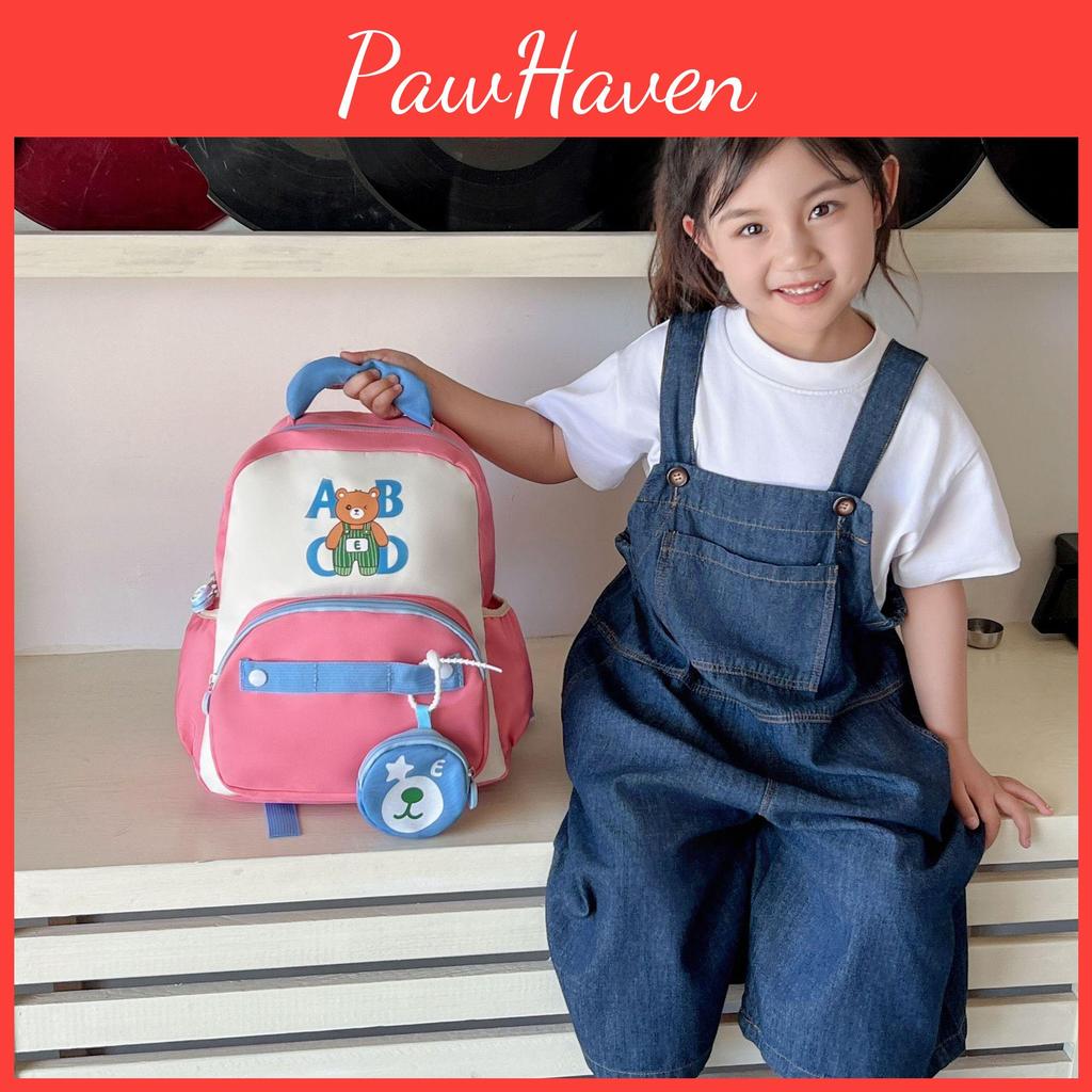 Lovely Themed Bear Childrens Backpack Durable Nylon Material Perfect For School Days