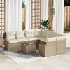 VidaXL 9-Piece Garden Sofa Set with Cushions Beige Synthetic Rattan 3346661