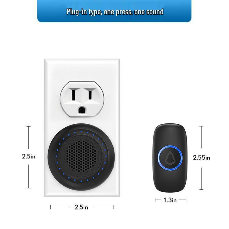 Long-Range Wireless Smart Doorbell: Waterproof, Remote Control, One-to-Two Ding-Dong Caller for Elderly Doorbell Set (EU Plug)
