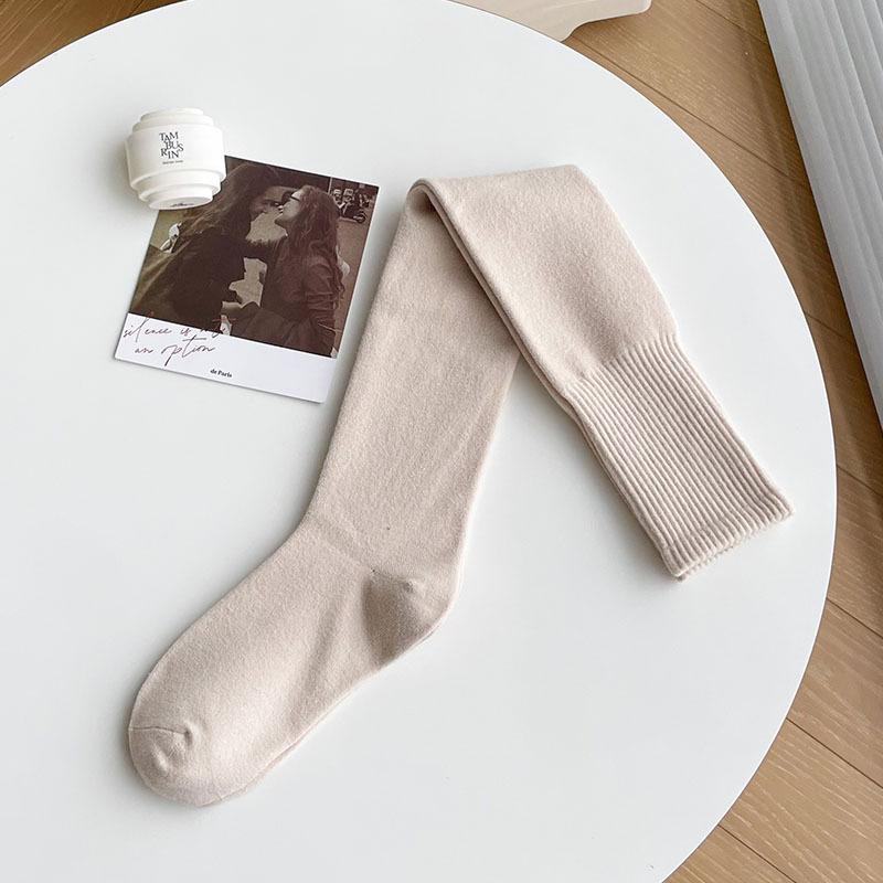 Knee Socks Children Autumn And Winter Thickened High Tube Wool Warm Knee Socks Solid Color Versatile High Waist Non-Slip Stockings