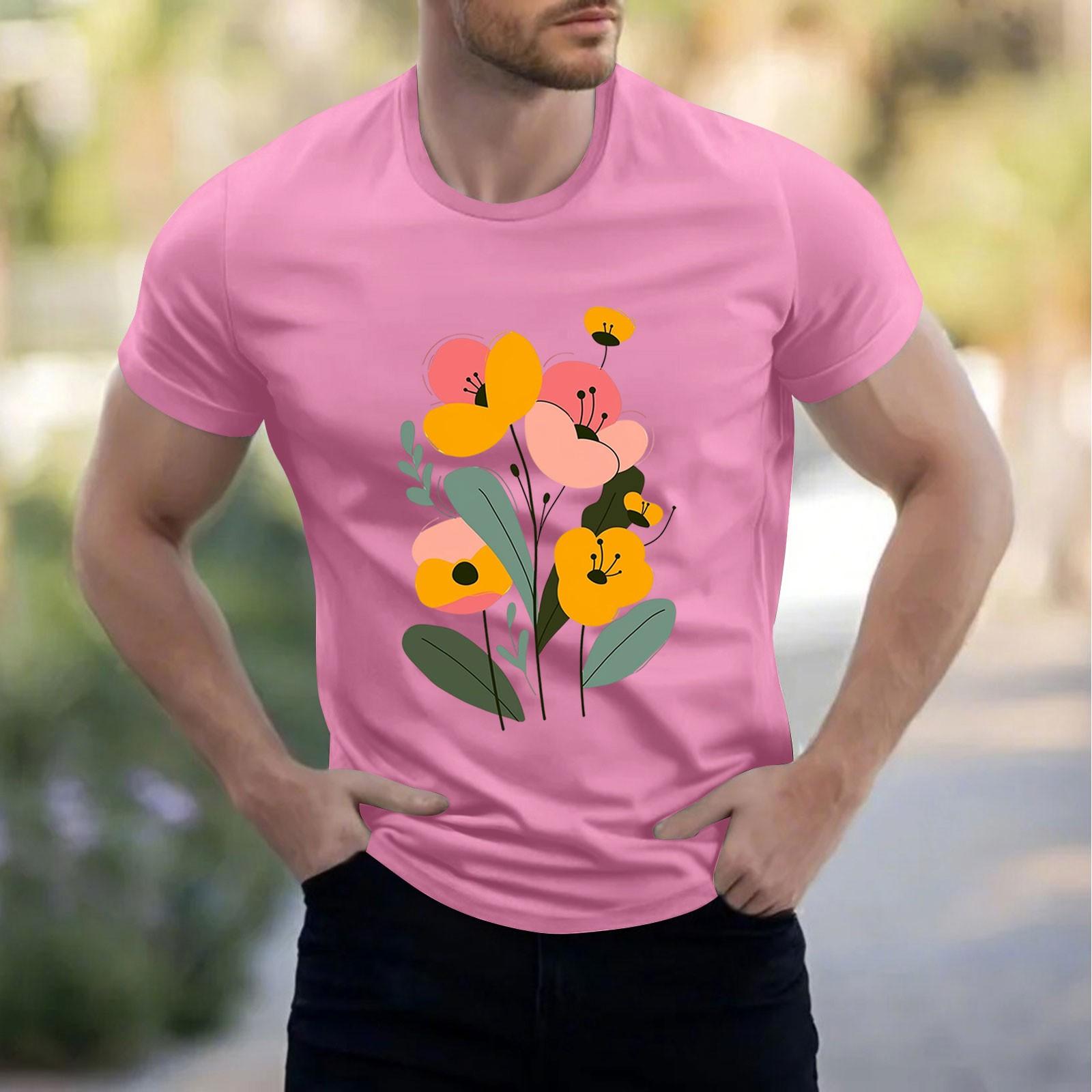 

Мужская рубашка с воротником-стойкой и коротким рукавом, свободная рубашка для отдыха и отдыха, мужская M розовый