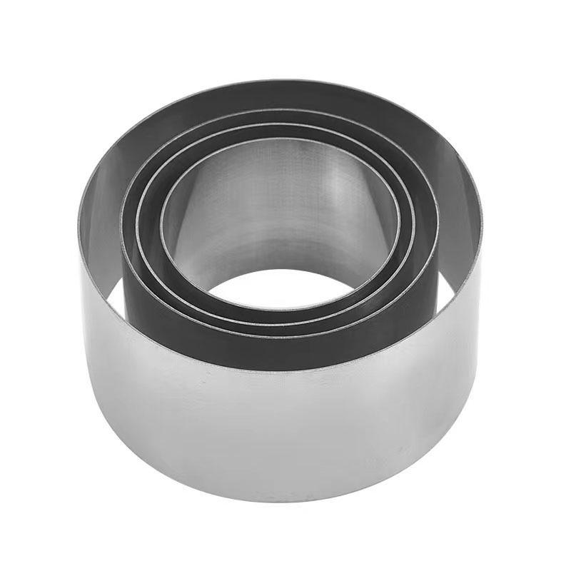 Stainless Steel Seamless Round Mousse and Cake Mold Set – Four-Piece Baking and Jelly Shaping Tools