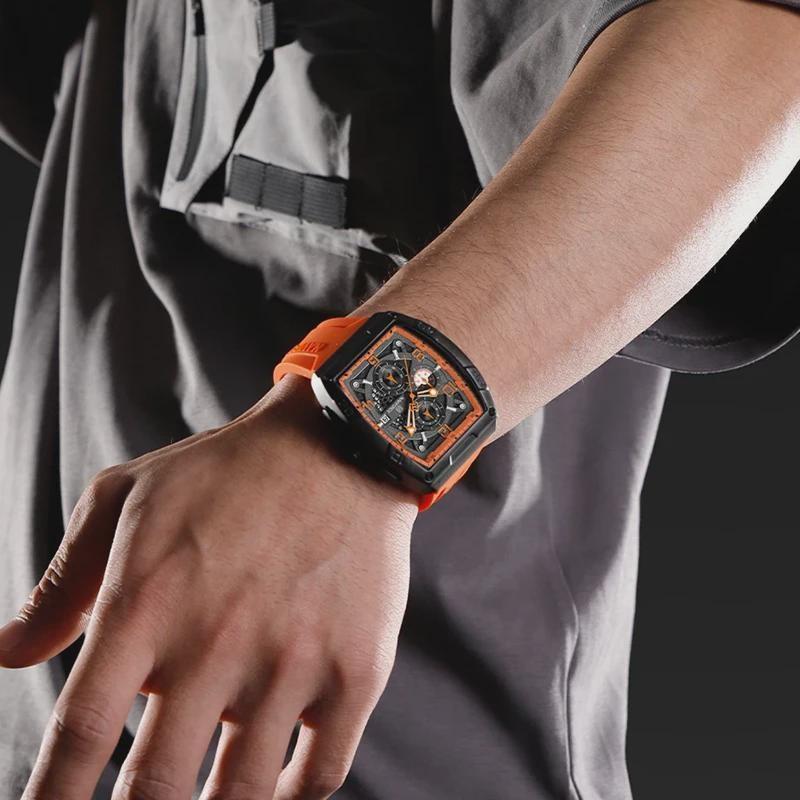 Creative Barrel-Shaped Small Dial Men Wristwatch Waterproof Quartz Watches Chronograph Date Display Reloj Hombre
