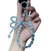 Crossbody Bowknot Phone Chain Simple Handmade Beaded Crossbody Phone Chain Bead Style Wrist Crystal Hanging Chain for Women