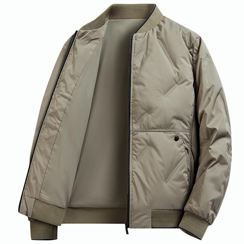 Leichte Herren-Pufferjacke mit Entendaunen - Stilvoller Herbst/Winter Stehkragen, Kurz und Warm