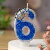 Royal Blue Crown Rhinestone Happy Birthday Cake Candles