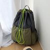 Schoolbag New Casual Backpack Drawstring Beam Contrasting Color Versatile Large Capacity Outdoor Mountaineering Hiking Backpack