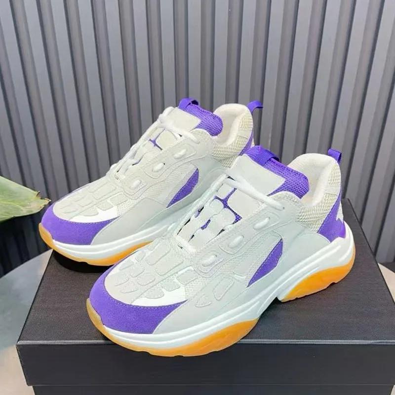 Fashion Dad Shoes Women'S Platform Thick Sole Sports Casual  New Leather White Lightweight Heeled Sneakers