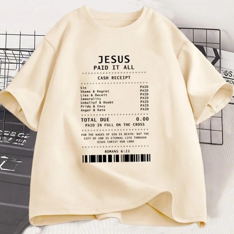 

Jesus Paid It All T Shirt Christian TShirt Jesus Loves Me Tshirt Trendy Faith Religious Tees Unisex Women Loose Clothes S