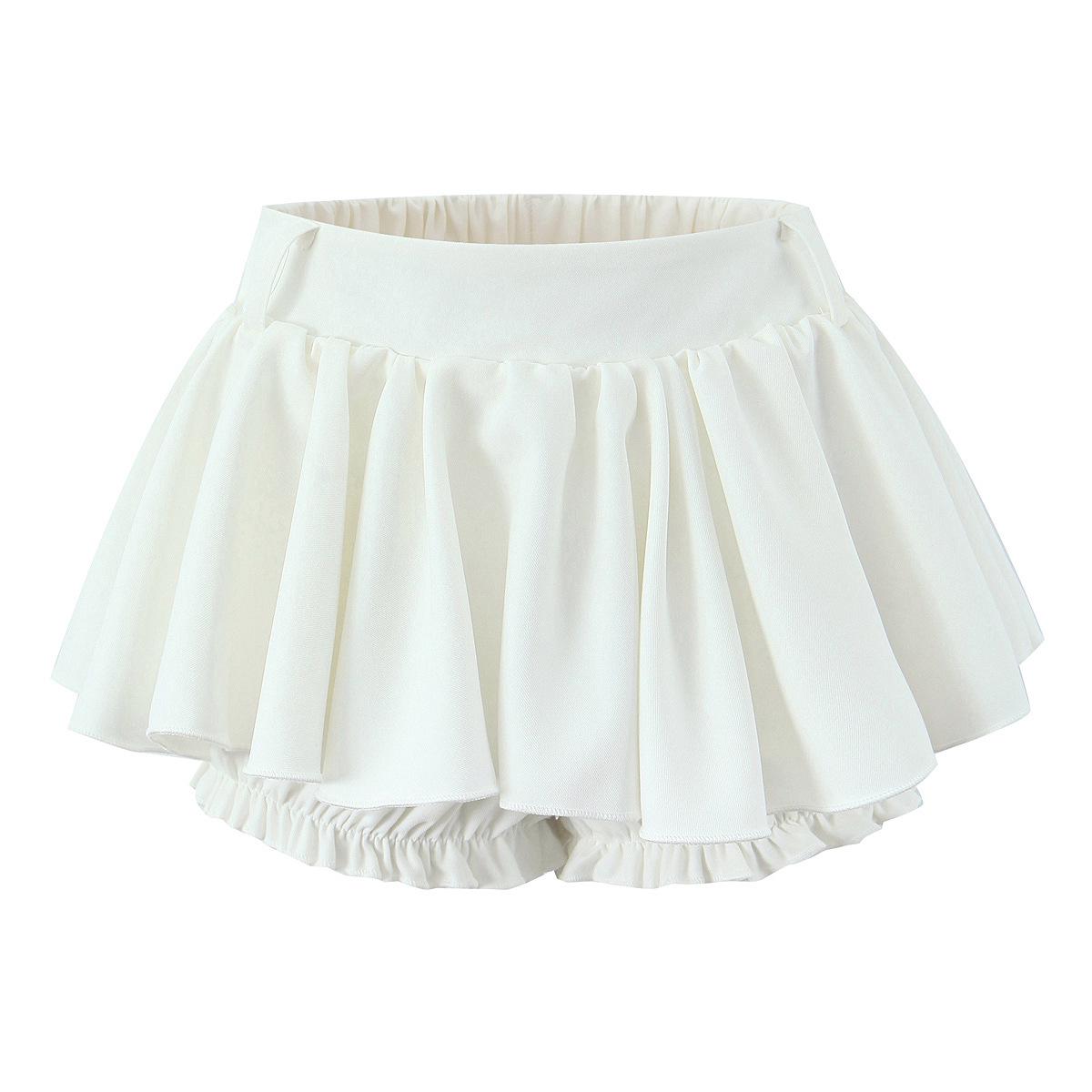 

Шикарная юбка миди А-силуэта в балетном стиле с высокой талией и шортами против просвечивания для миниатюрных женщин Small белый