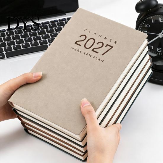 2027 Daily Planner Monthly Agenda, Vintage Sheepskin Texture Cover, Thick Paper Journal Notebook Book for Business Office And Personal Academic Task