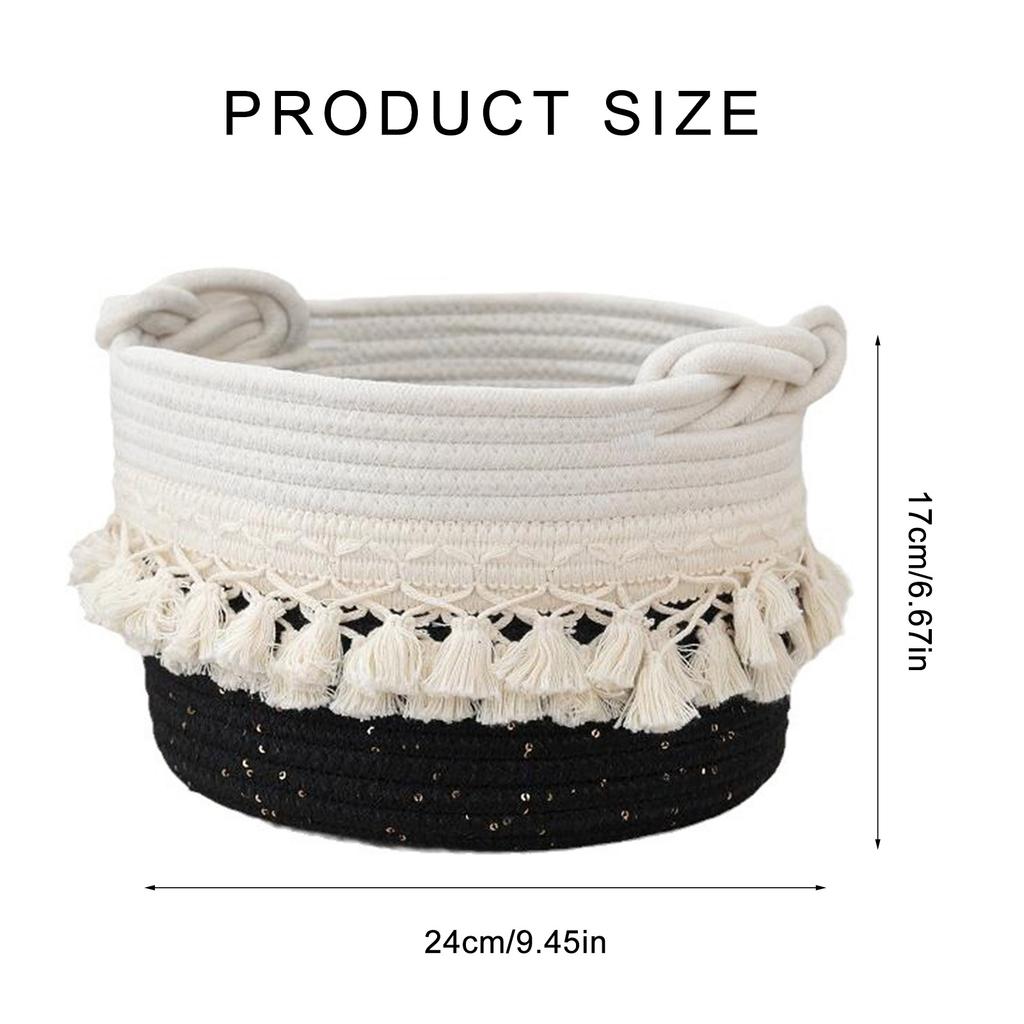 Fashionable Cotton Rope Storage Basket High Quality Cotton Rope Holder Basket with Tassels Designed For Stylish Storage