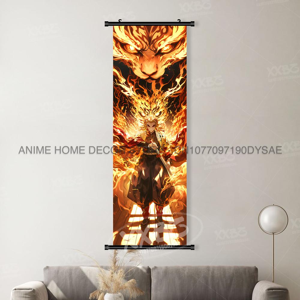 Anime demonenmoordenaar: Kimetsu No Yaiba Woondecoratie Muurkunst Hangend Schilderen Canvasprint Posters Kamado Tanjirou Poster (as the picture,30x90cm(12x36inch))