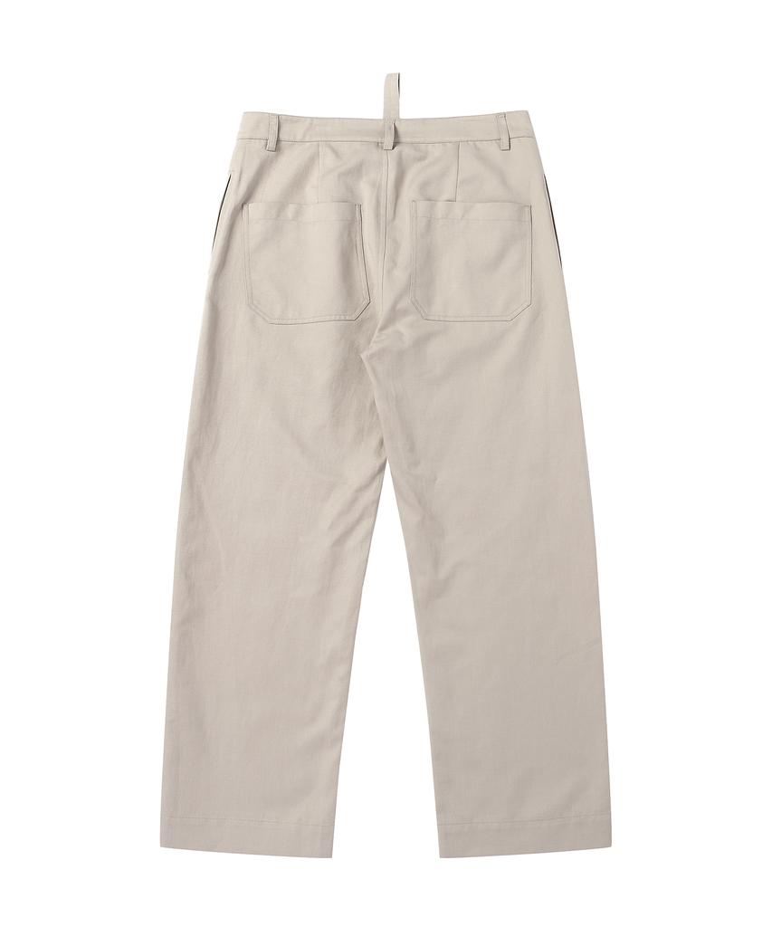 SOLEW Cotton Twill Straight Pants_Light Beige