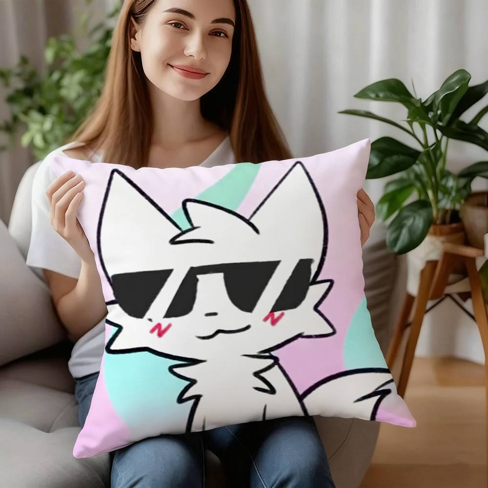 B-Boykisser Забавный Кот Милая Наволочка Плюшевая Ткань Мягкая Наволочка Двусторонняя Печать Чехол для Подушки Домашние Подарки 12x12Inch