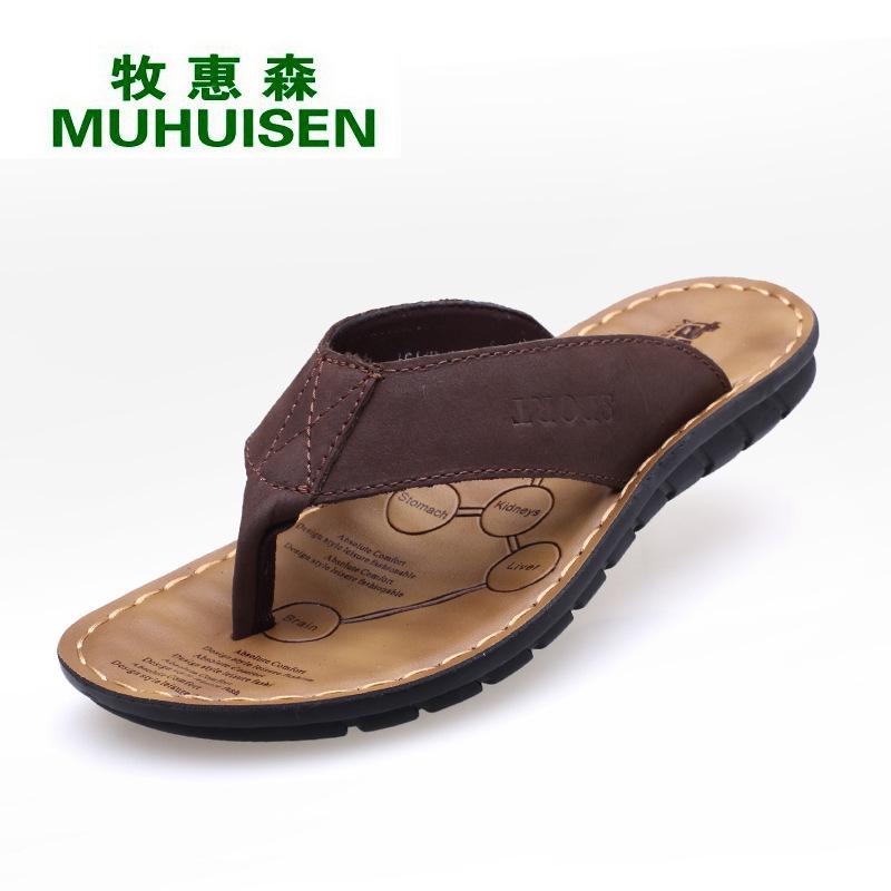 

2025 new summer sandals men s toe-to-toe flip-flops driving dual-purpose wear pinch-toe beach leather shoes tide 44