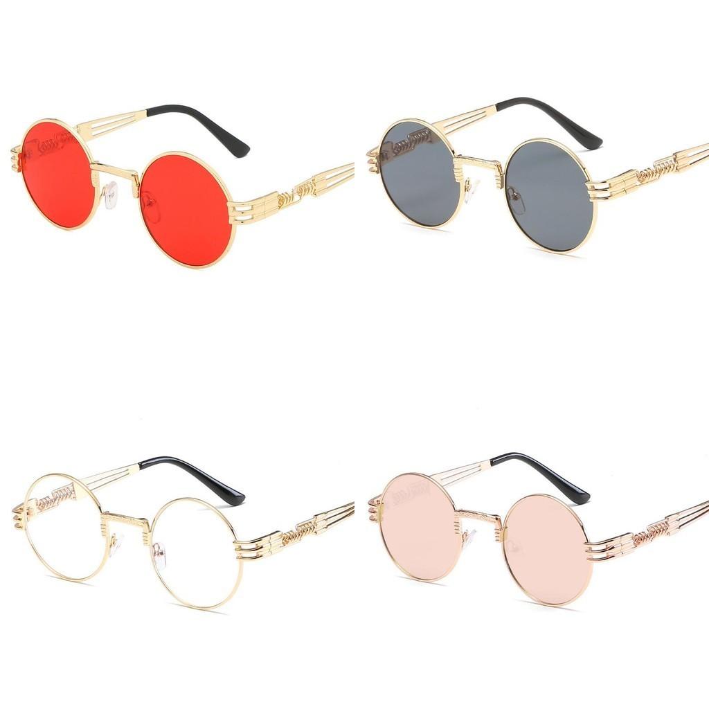 Unisex Retro Round Sunglasses With Lightweight Metal Frame For Uv Protection**