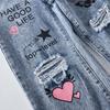 6-14 Years Kids Girls Denim Pants Ripped Jeans