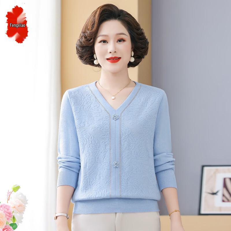 Women s Elegant Loose V-Neck Knit Top 2XL