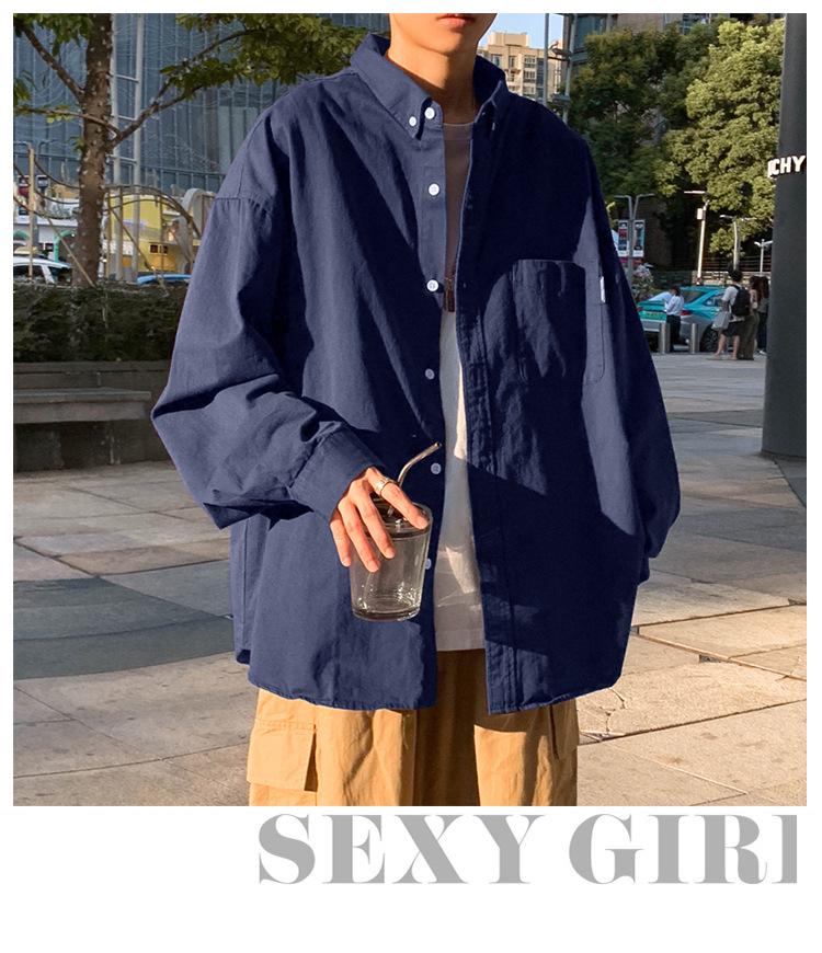 Japanese CityBoy Solid Color Layered Lapel Long-Sleeve Summer Men's Shirt Jacket