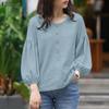 ZANZEA Women Casual Round Neck 3/4 Sleeve Loose Blouse