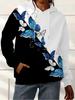 Black and White Two-color Splicing, Butterfly Print, Gentle Temperament Women's Hooded Spring and Autumn Sweatshirt