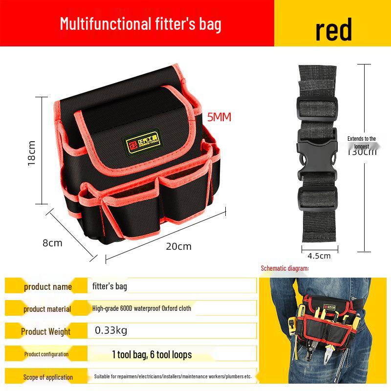 Portable Electrician Tool Belt: Sturdy, Multifunctional Waist Pouch for Construction Site Storage