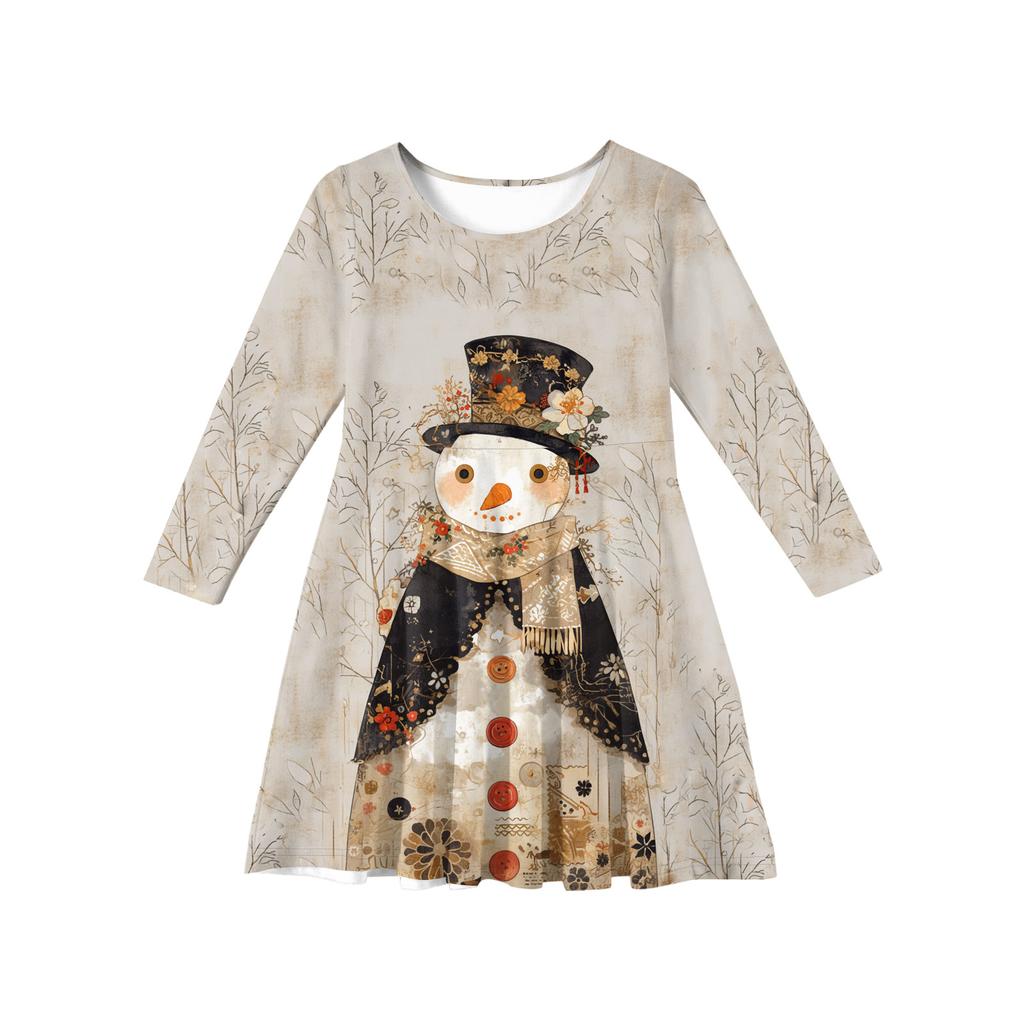 Girls' Princess Dress - Long Sleeve A-Line T-Shirt Dress Christmas Day