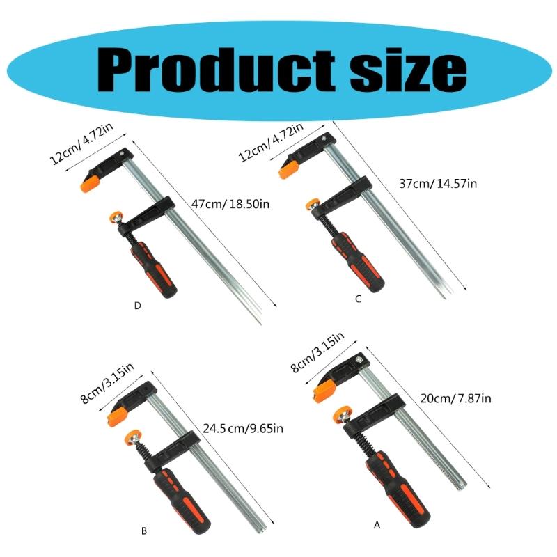 F Clamp with Ergonomic Design for Woodworking and Crafting Applications Heavy Duty Adjustable Metal Working Bar Clamp