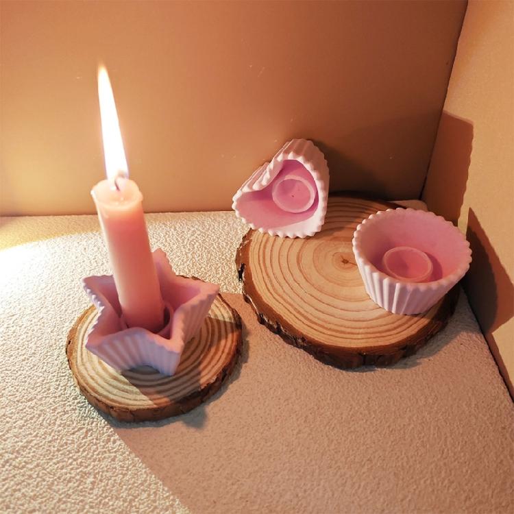 Creative Gifts Flexible Silicone Mold Versatile Striped Silicone Mold for Crafting Round and Square Candle Holder