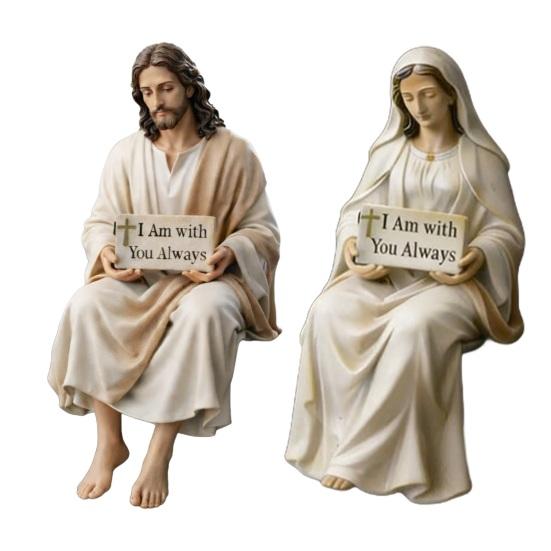 Jesus Resin Car Ornament Figurine Compact Sitting Design Handcrafted Jesus Statue Dashboard Table Shelf Home Office
