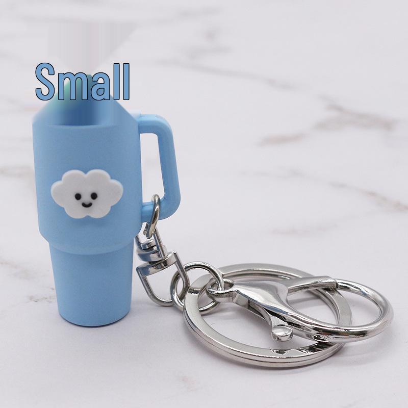 Popular Soft Rubber Stanley Cup Pendant Keychain - Creative Milk Tea Cup Keyring Available