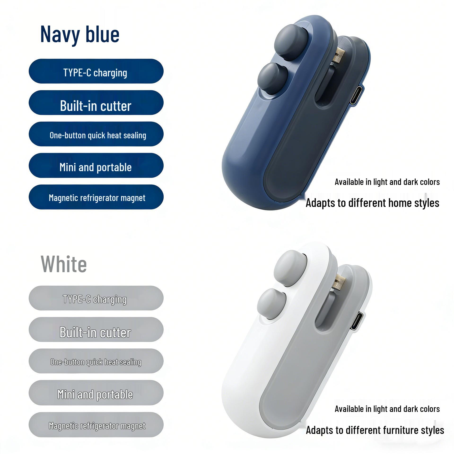 

Mini Vacuum Sealer for Food Preservation: Compact Household Plastic Bag Sealing Device глибокий/синій