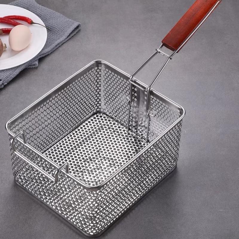 Stainless Steel Round Frying Basket & Colander