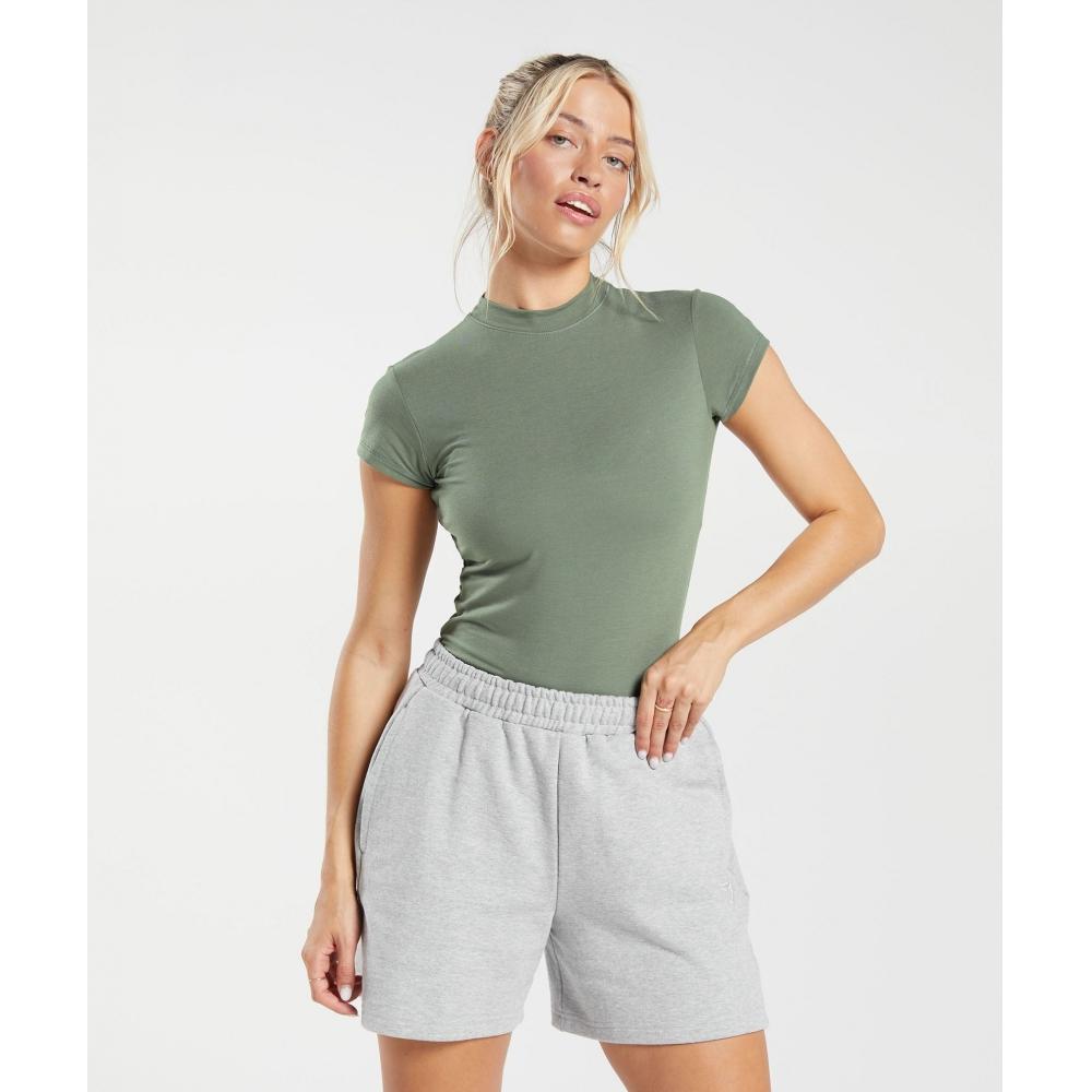 

Футболка GYMSHARK облегающая из джерси темно-зеленого цвета B5A1P EB66