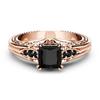 Accessories, Stylish Black Square Zircon Ring, Engagement Proposal Accessories