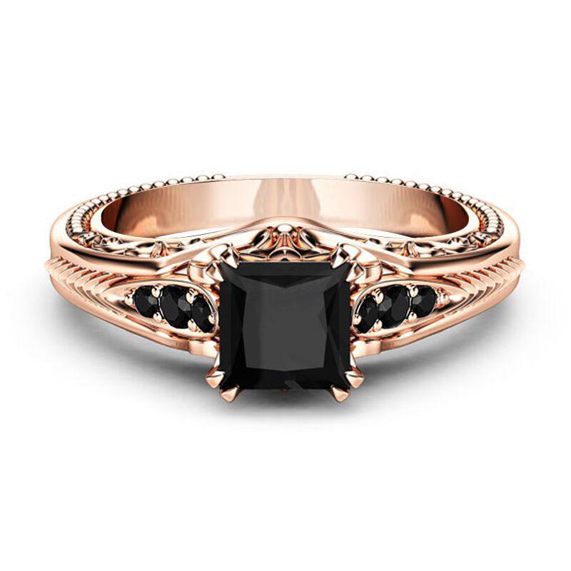 Accessories, Stylish Black Square Zircon Ring, Engagement Proposal Accessories