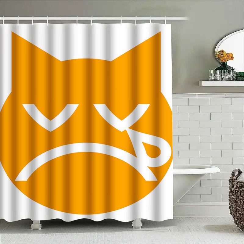 Angry Cat Face Shower Curtain: Waterproof Fabric with Eye Poking Design for Bathroom Decor