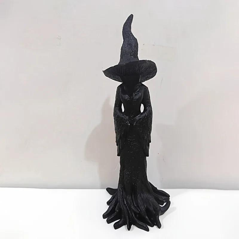 Fantasyprydnad Vintage Häxstaty Harts Hantverk Bordsdekoration Halloween Gotisk Figur Magikerdekor Halloween Dekorationer