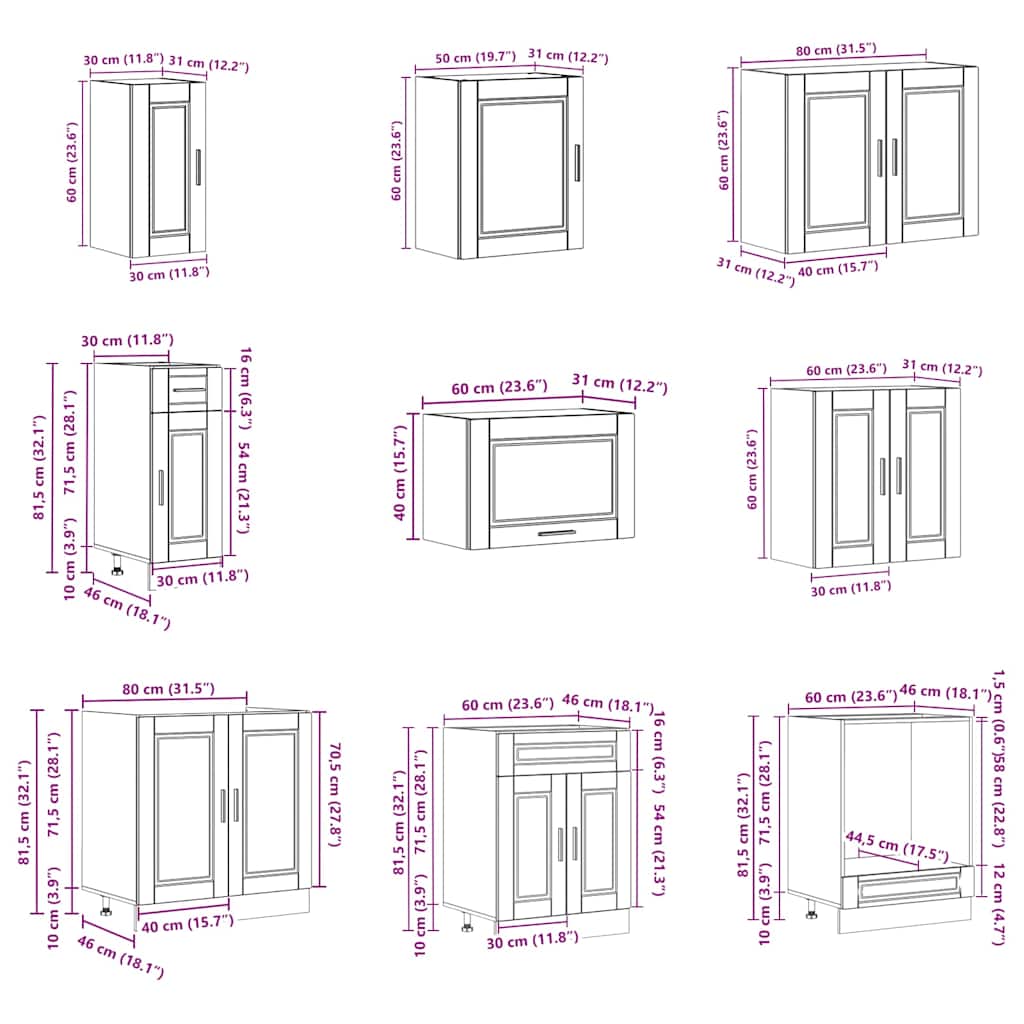 14 Piece Kitchen Cabinet Set Porto White Particleboard