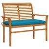 Day and Night - Day and Night Garden Bench Solid Teak Wood and Light Blue Cushion 112 Cm