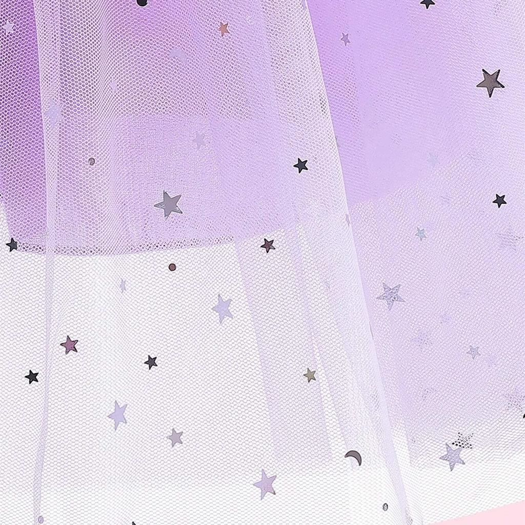 Toddler Girls Cold Shoulder Galaxy Mesh Party Dress Casual Dresses Kids Princess Pageant Gown Christmas Party Paillette Wedding Dress