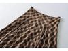 Women's High Waist Slimming A-line Brown Plaid Midi Skirt - 2025 Autumn/Winter Collection