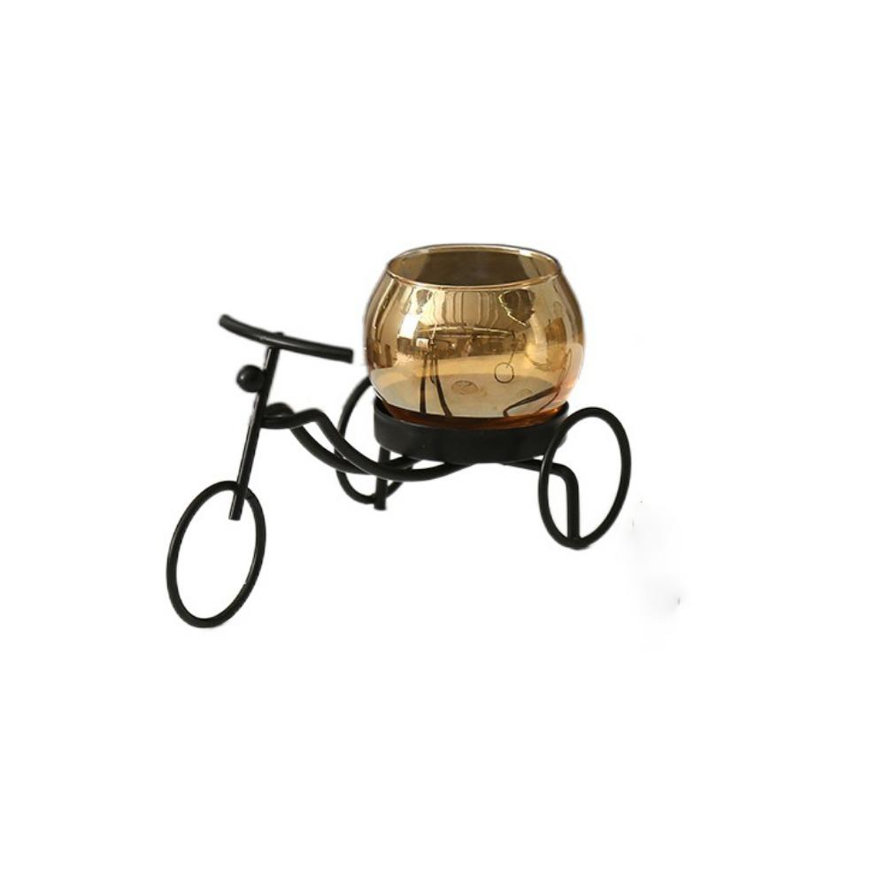 

Wrought Iron Bicycle Candle Holder Black Iron Candlestick Ornament Bicycle Candlestick Coffee Shop Style 2