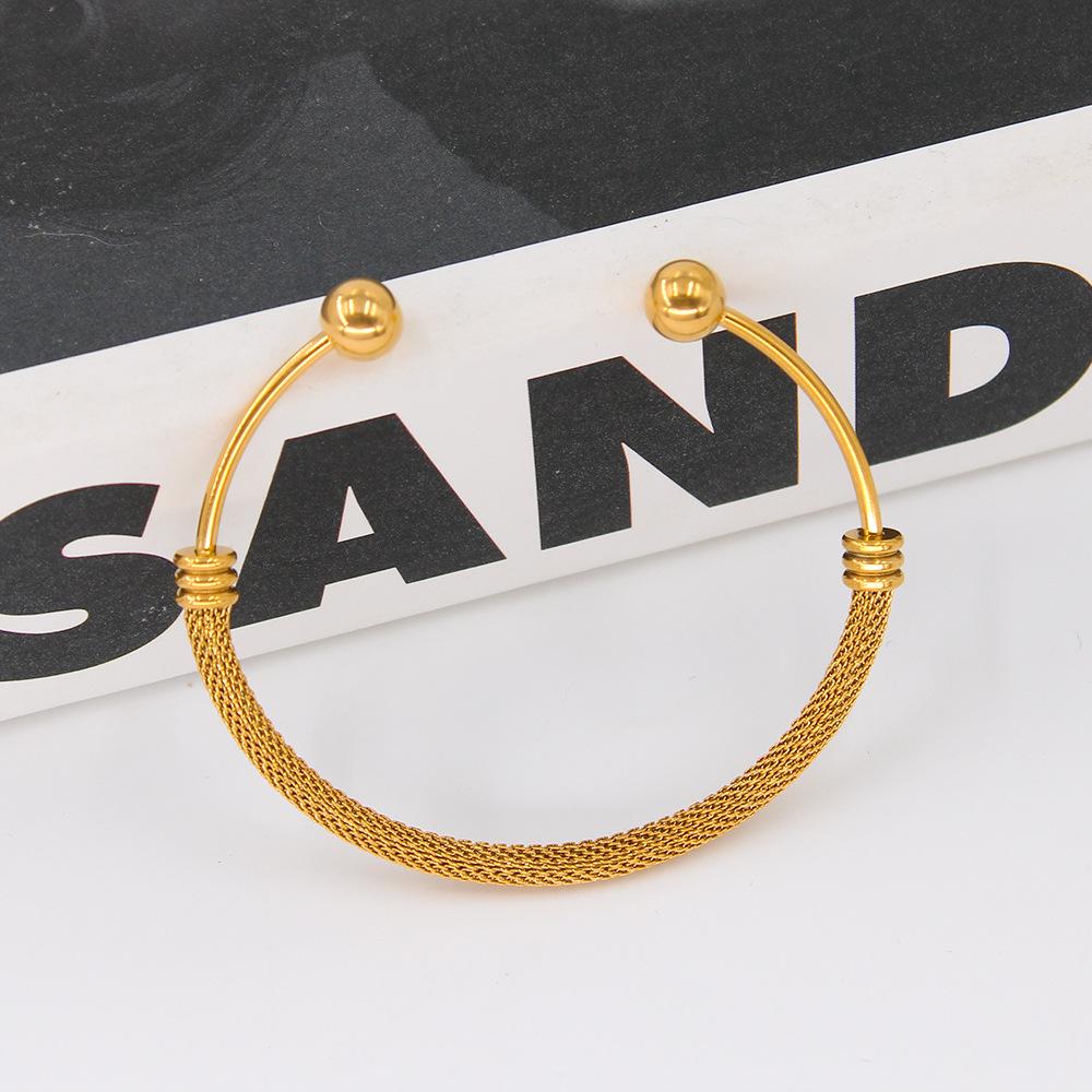 Elegant High-End Stainless Steel Round Head Mesh Bangle Bracelet