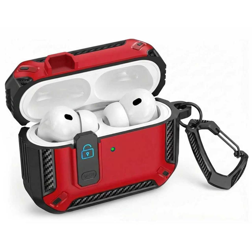 2026 for AirPods Pro 3 Case with Cleaning Kit Carbon Fiber Military Drop Proof Auto Pop up Case with Carabiner For AirPods Pro 3